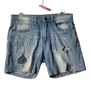 EXPRESS Denim Jean Distressed Slim Stretch Shorts Men Size 30 Pockets Stretch